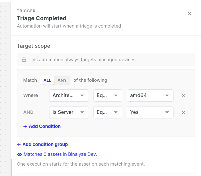 Triggers: Target scope filter builder